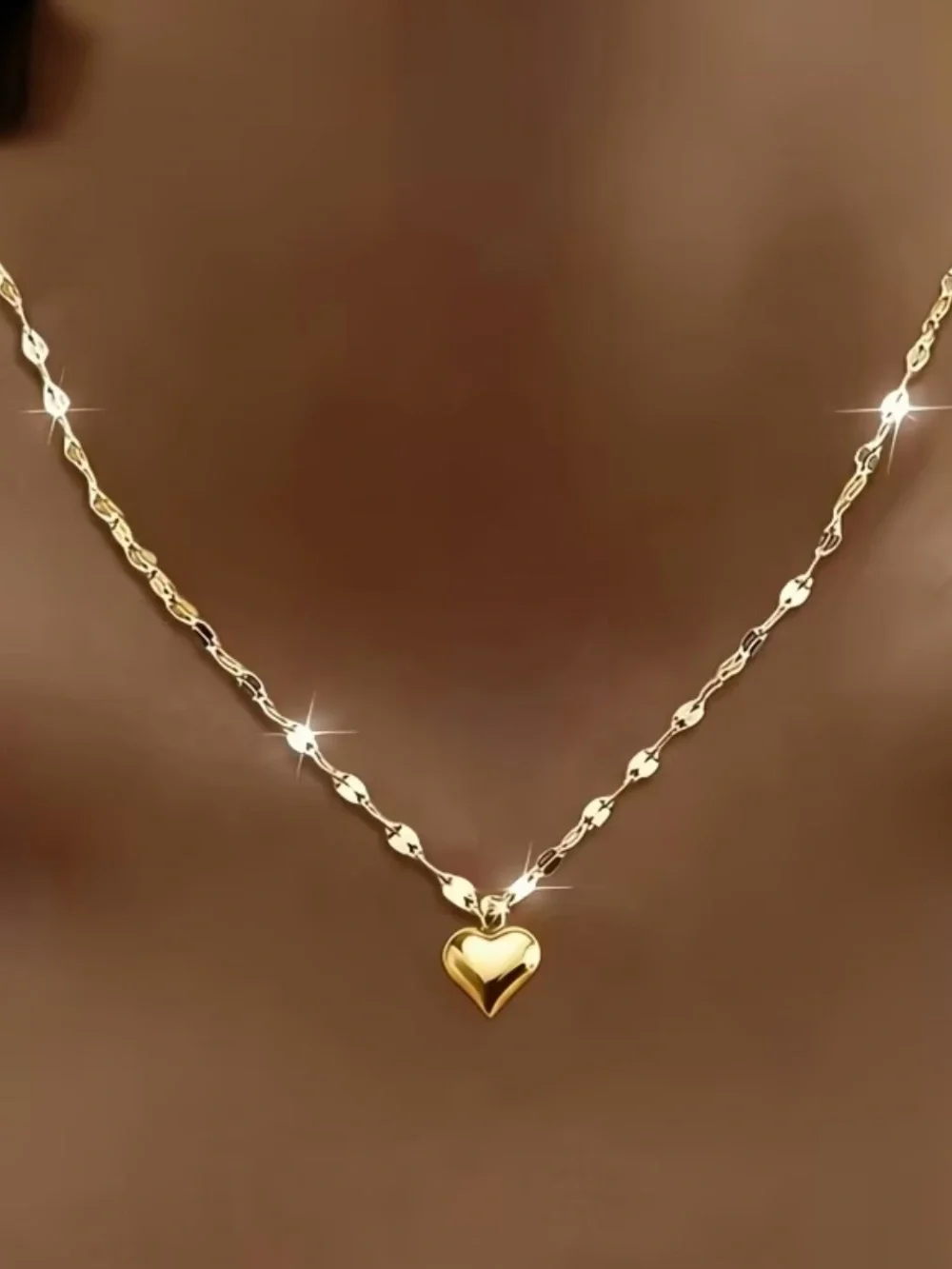 Golden Heart Pendant Necklace - Elegant Women's Jewelry
